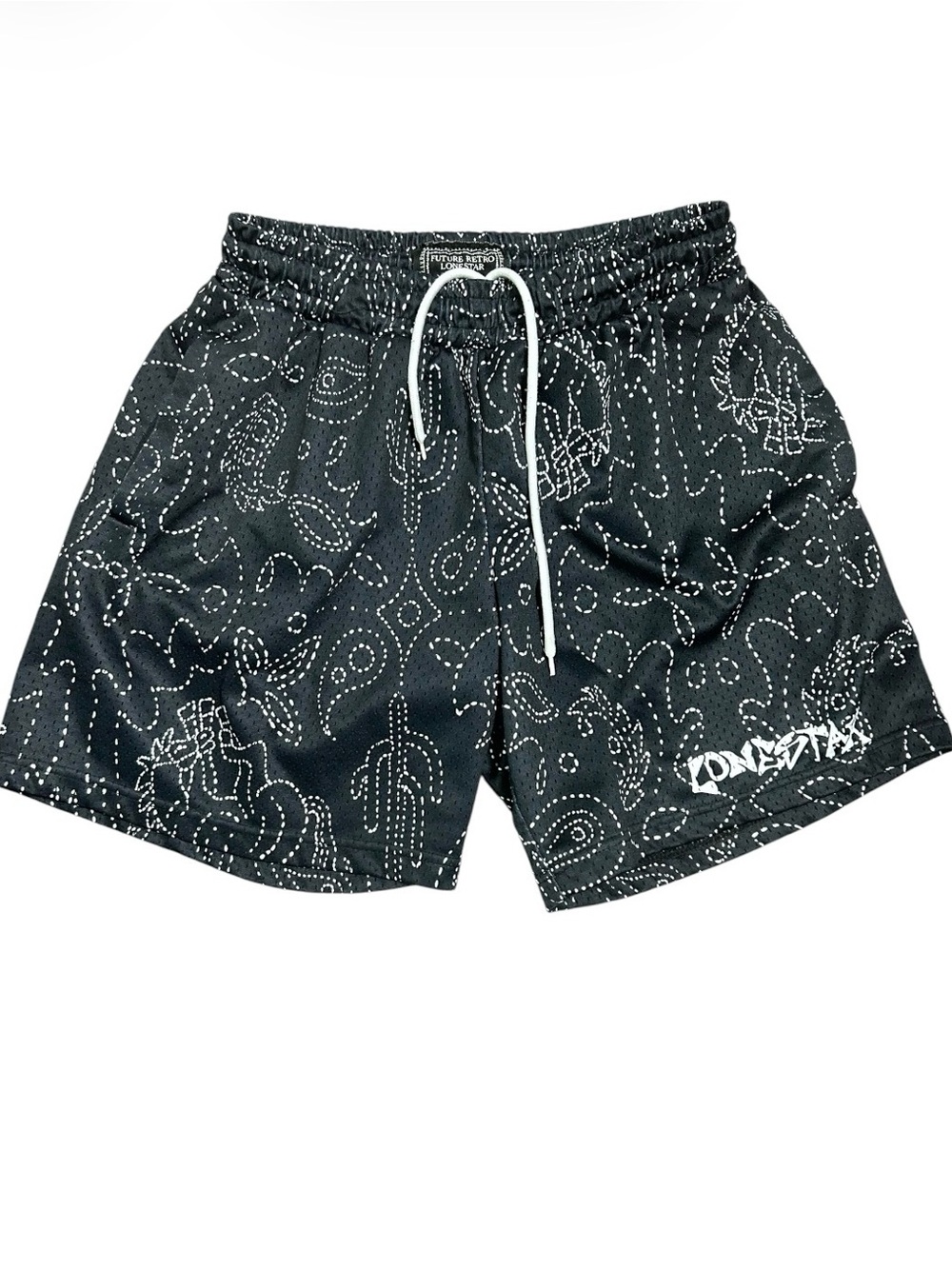 Black Bandana-Print Men's Athletic Shorts with Drawstring